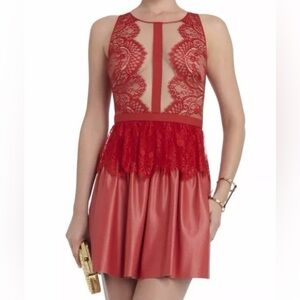 BCBGMaxAzria Red Lace Mini Dress